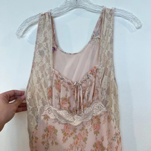 Hansen & Gretel Cream Floral Lace Bohemian Classic Girly Slip Maxi Dress Medium - Picture 8 of 10